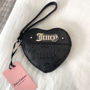 Juicy Couture‎ Black Heart Wristlet Zip Around with Gold Hardware